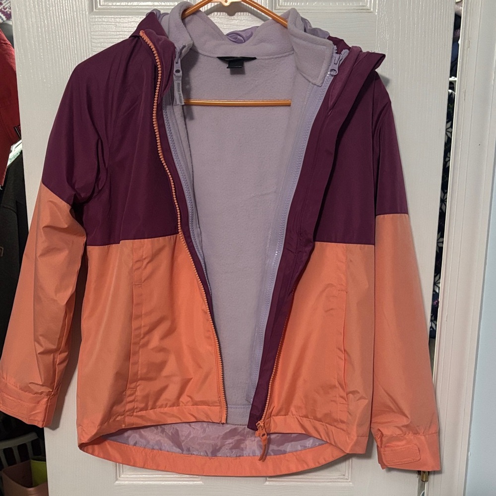 Eddie Bauer Kids Purple and Orange Fleece Liner/Windbreaker